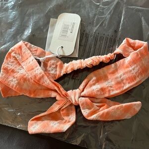 peach orange Checkered Kids Hairband Tocoto Vintage. Matching dress listed too